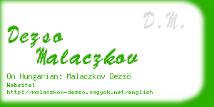 dezso malaczkov business card